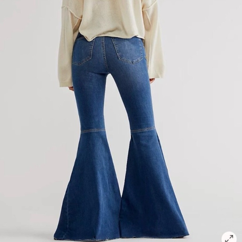 Free People Just Float On Blue Flare Jeans - Picture 3 of 14
